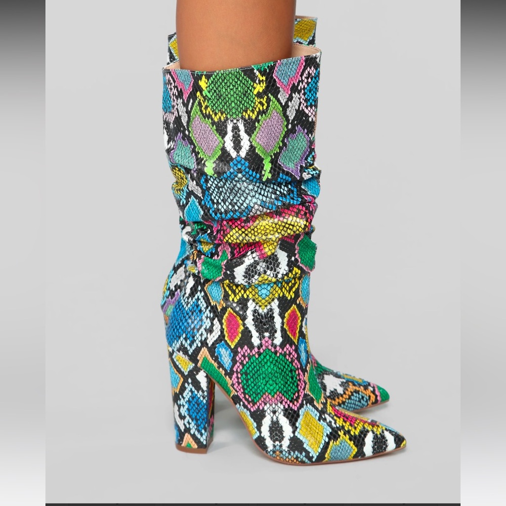 Fashion nova snake print boots